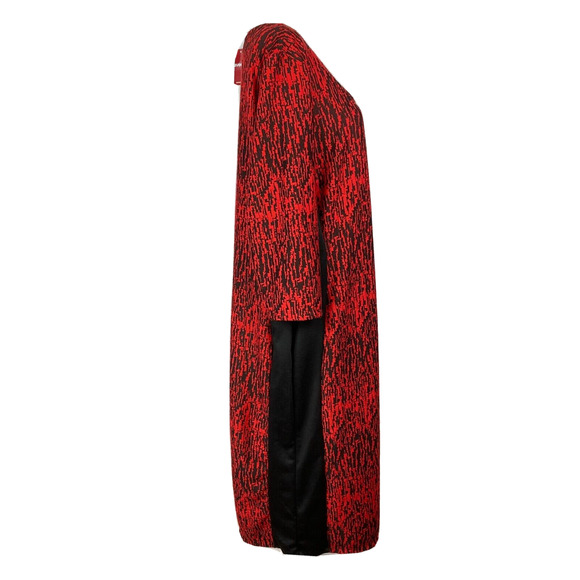 NWT Avenue Dress Womens Sz 18 20 Red Black Print Long Sleeve Sheath Midi Stretch - Picture 2 of 9